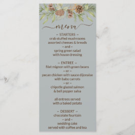 Menu Casamento de Script Elegante da Cinza de inve