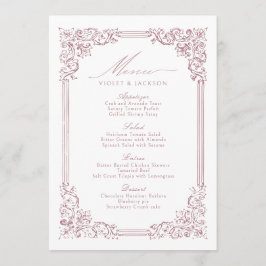 Menu Casamento de Script Elegante de Moldura Rosa Dusty