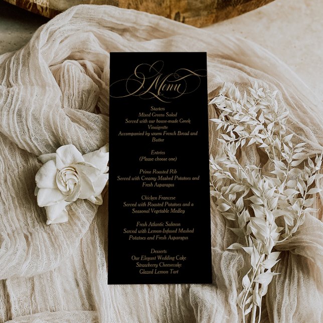 Menu Casamento de Script Elegante Preto (Criador carregado)