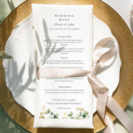 Menu Casamento de Script Eucalyptus Elegante