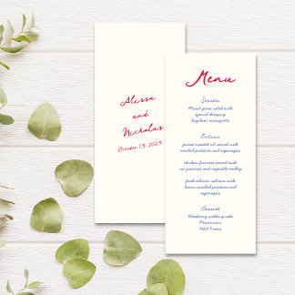 Menu Casamento de Script Manuscrito Colorido Whimsical