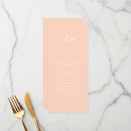 Menu Casamento de Script Mínimo Moderno de Peach