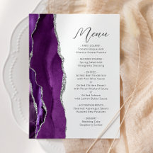 Casamento de Script Moderno de Prata de Agato Roxo