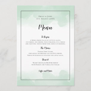 Menu Casamento de Script Preto com Molas Verdes Mint