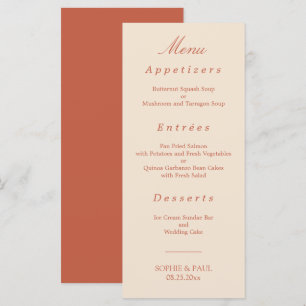 Menu Casamento de Script Terracotta Elegante