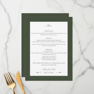Menu Casamento de setas minimalista Verde-oliva