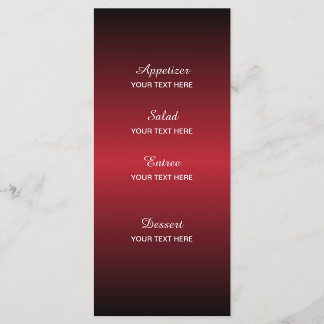 Menu Casamento de Starry Night em um Vermelho Romântico (Frente)