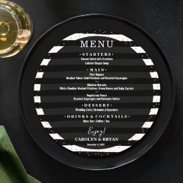 Menu Casamento de Stripe Negra e Branca