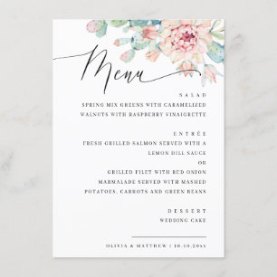 Menu Casamento De Suculento Floral Elegante. Janto Botâ
