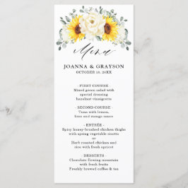Menu Casamento de Sunflower Ivory Peony Floral Eucalypt