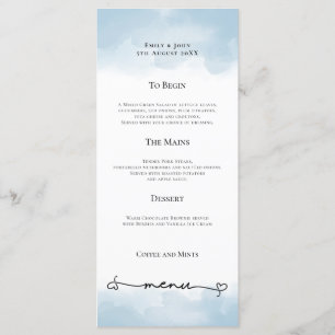 Menu Casamento de Swash Coração de Cor Azul-Claro