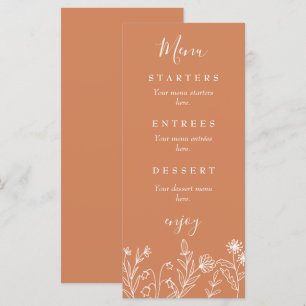 Menu Casamento de terracota de flores silvestres boho