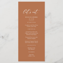 Menu Casamento de Terracota Laranja Queimada Boho Rústi