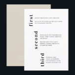 Menu Casamento de texto vertical mínimo bege exclusivo<br><div class="desc">Menu de Casamento de Texto Vertical Mínimo de Creme bege Único com nomes de cônjuge e data de casamento no verso. Todos os campos de texto e cores são personalizáveis na ferramenta design.</div>