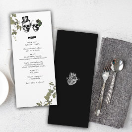 Menu Casamento de Til Death Gothic Heart Floral Skulls