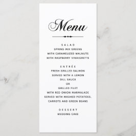 Menu Casamento de tipografia clássica elegante preto e