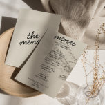 Menu Casamento de Trendy Moderno com Creme Negra<br><div class="desc">Um retro fedorento,  moderno e brilhante menu de janto de casamento. Que apresenta modelo design de chic de fundo vintage creme de boho e tipografia preta e menu de cor vermelha. Perfeito e compatível com toda a suíte.</div>