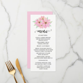 Menu Casamento de Tulipas de Aquarela Rosa