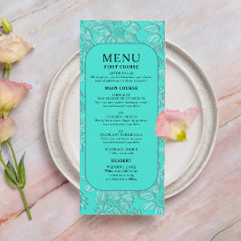 Menu Casamento de Turquesa Floral Romântica das Visitas