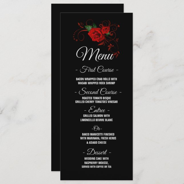 Menu Casamento de Tuxedo Suit & Bride Silhouette (Frente/Verso)