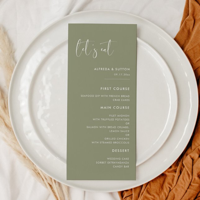 Menu Casamento de Vamos verde Elegante e moderno Sage (Criador carregado)