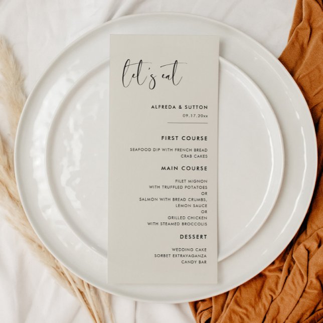 Menu Casamento de Vamos verde Elegante moderno Light Sa (Criador carregado)