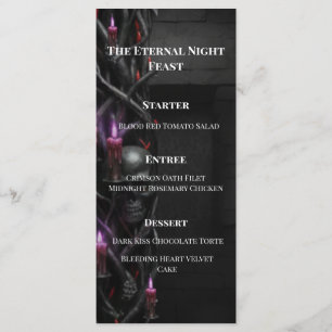 Menu Casamento de Vampiro Gótico de Noite Eterna Romanc