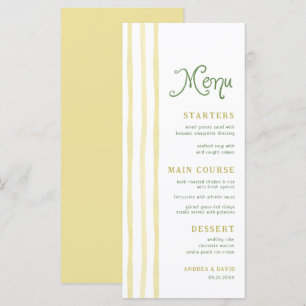 Menu Casamento de Verão com Listras Amarelas de Citros