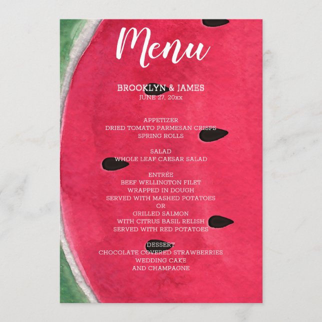Menu Casamento De Verão Com Melancia (Frente)
