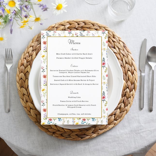 Menu Casamento de Verão com Primavera de flor selvagem (Criador carregado)