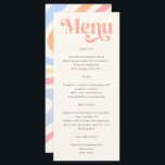 Menu Casamento de Verão de Pastel minimalista retrô-mod<br><div class="desc">Menu de Casamento de Verão de Pastel minimalista retrô-moderno</div>