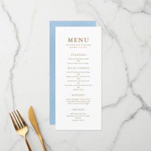 Menu Casamento de Vidro do Mar Azul Monograma Elegante