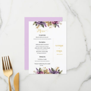 Menu Casamento de vinhas em lilac e Lavanda