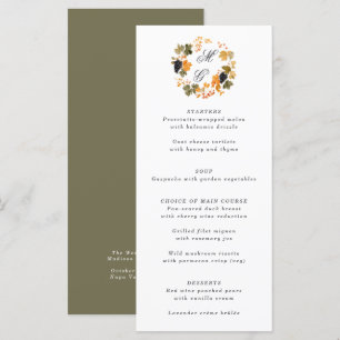 Menu Casamento de vinhetas de cera de vinheta Monograma