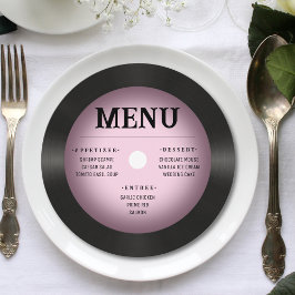 Menu Casamento de vinil de vinil, vinil, rosa-Vintage