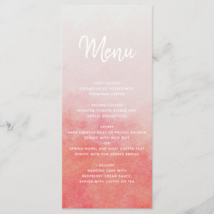 Menu Casamento de Wash de Cor de Água Rosa e Pêsse