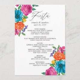Menu Casamento de Watercolor Floral Fiesta