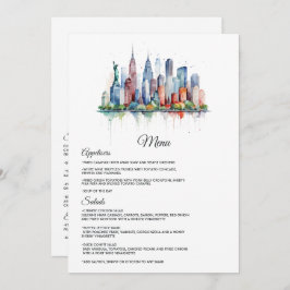 Menu Casamento de Watercolor New York