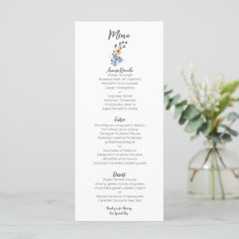 Menu Casamento de Watercolor Wildflower