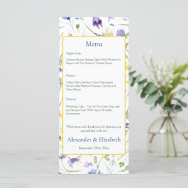 Menu Casamento de Watercolor Wildflower