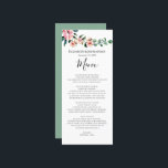 Menu Casamento de Wreath, Cor de Água, Verde Floral Ros<br><div class="desc">Um elegante programa de casamento com eucalipto e coroa de água rosa.</div>
