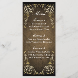Menu Casamento decorativo régio rústico de Brown e de