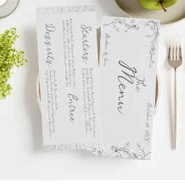 Menu Casamento Desenhado à Mão Caprichoso
