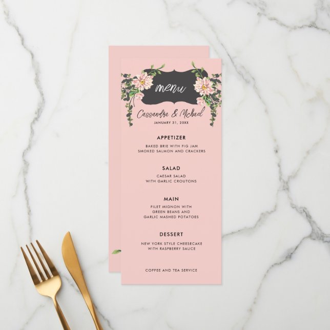 Menu Casamento Desert Desert Bloom, 4 Curso (Frente/Verso In Situ)
