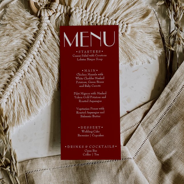 Menu Casamento Divertido e Moderno com Tema Burgundy Re (Criador carregado)