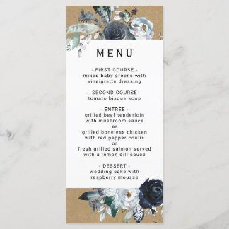 Menu Casamento do Boho White Marinho Peony Faux Brown K