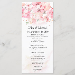Menu Casamento do Flor Floral de Cereja Rosa-Blush