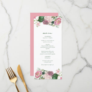 Menu Casamento do Jardim das Flores Rosa Romântica com