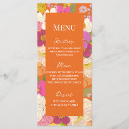 Menu Casamento do Jardim Floral Orange Summer