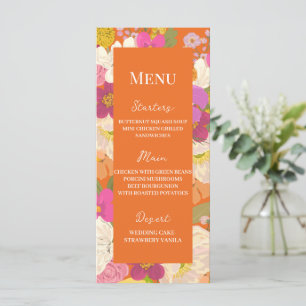 Menu Casamento do Jardim Floral Orange Summer